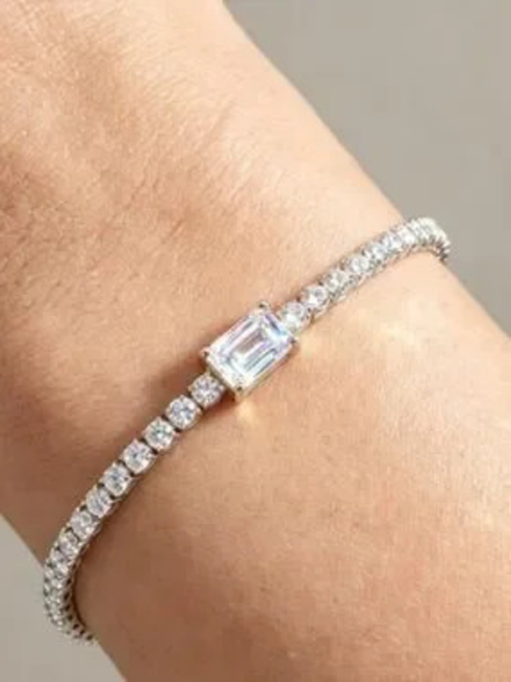Silver Baguette CZ Tennis Bracelet (4451)